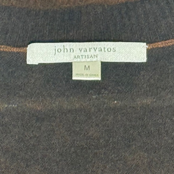 John Varvatos Artisan Turtleneck w Reverse Print Brown Silk Cashmere Sweater - M - Picture 4 of 6